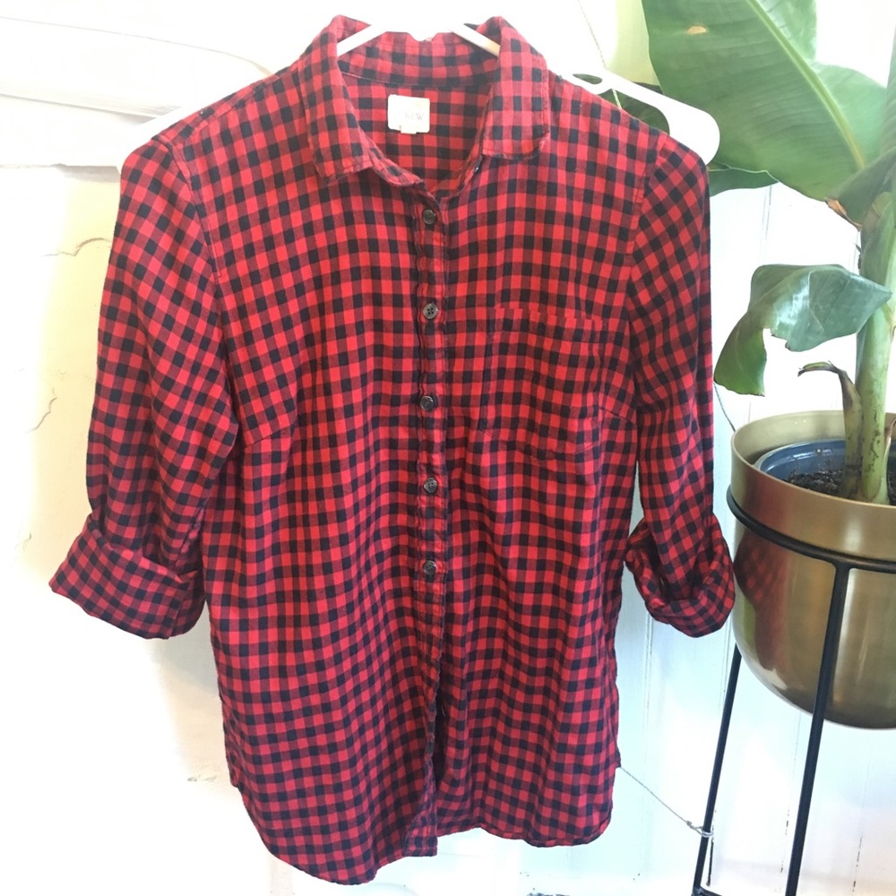 J Crew perfect shirt red buffalo check flannel